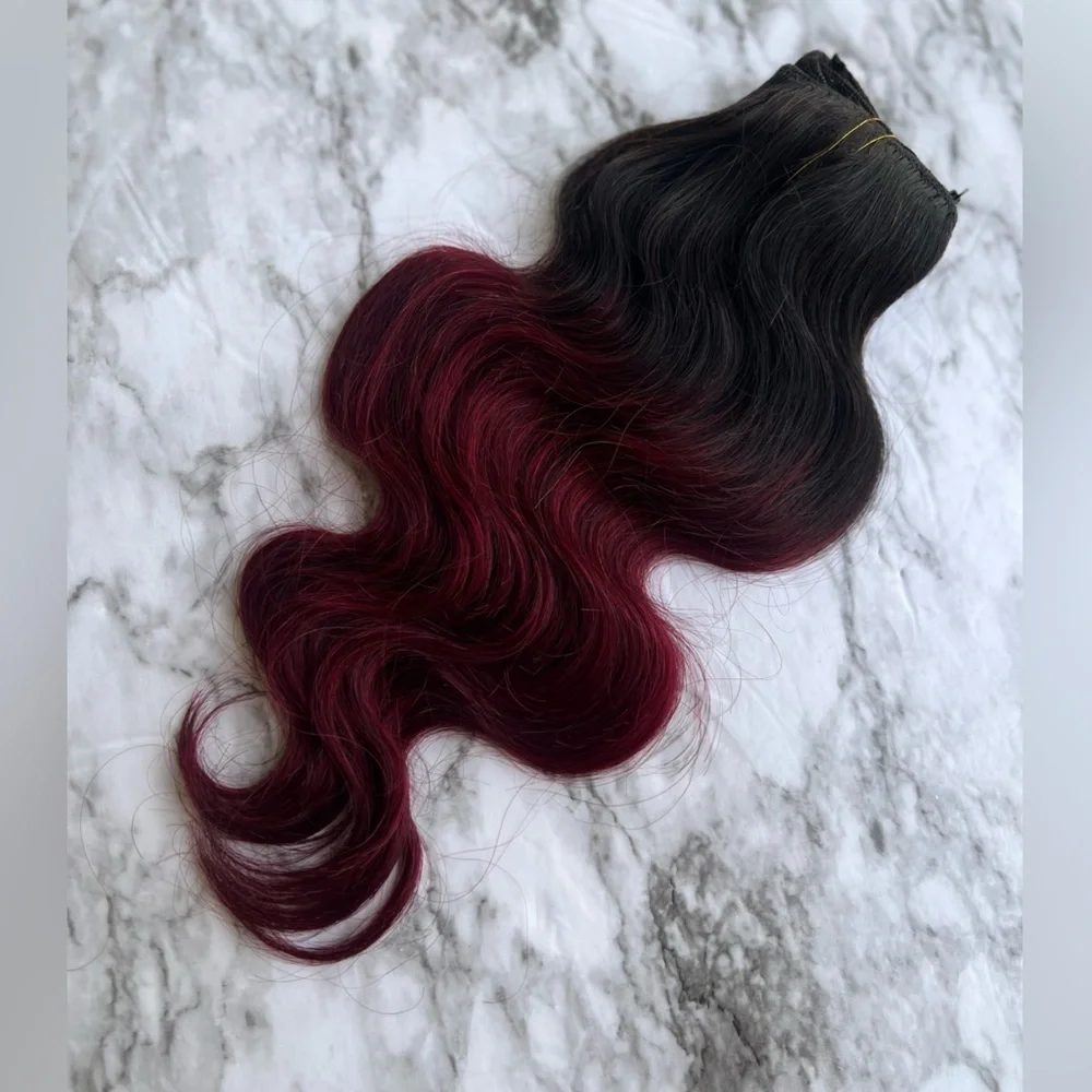 100% Human Hair Clip In Extensions 14 Inch Body Wave Black Full Set